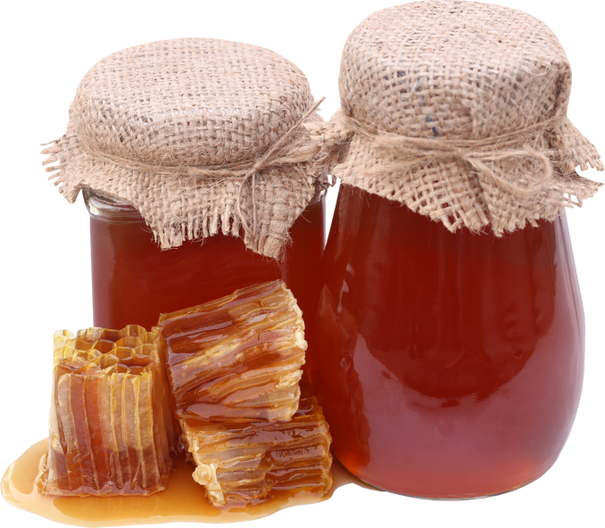 Two Glass Jars of Honey